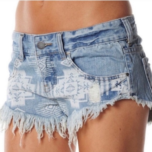 Billabong Pants - Billabong Tribal Distressed Jean Cutoff Shorts
